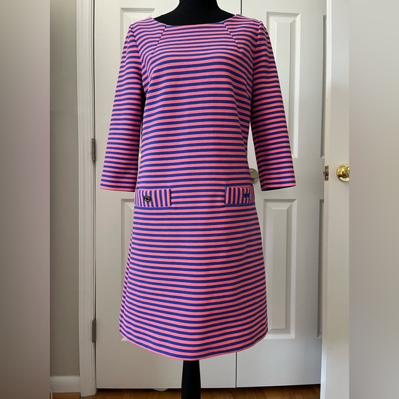 Lilly Pulitzer Dresses & Skirts - Lilly Pulitzer Coral Navy Striped Dress Sz M